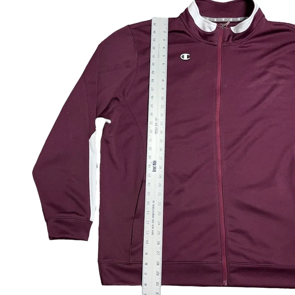 Champion Jacket Men’s‎ 2XL Burgundy Track Logo C Full Zip Athletic Performance